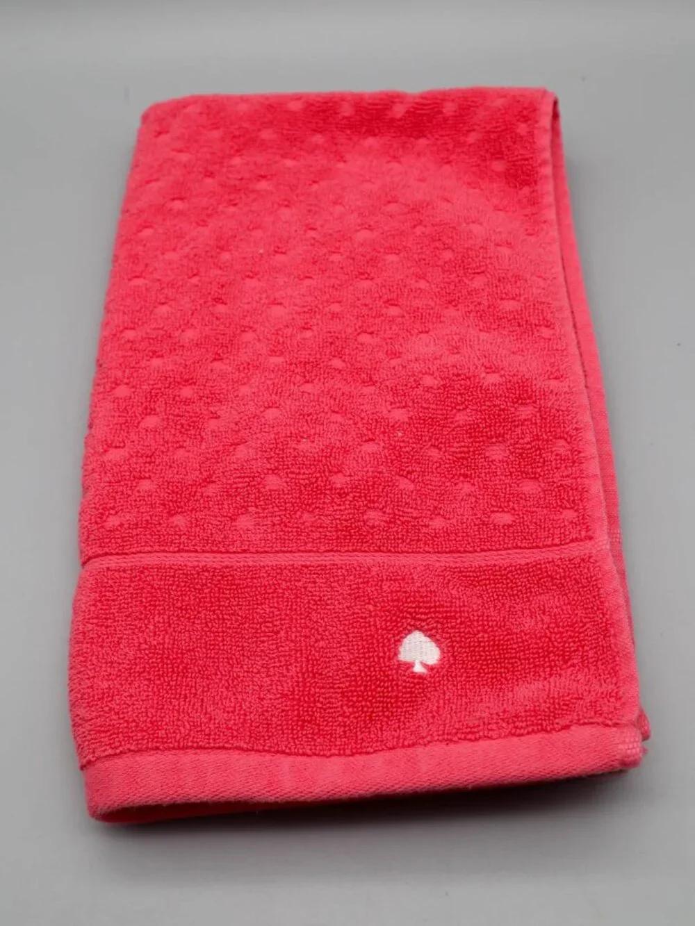 Kate Spade Cotton Terry Bathroom Hand Towel Fuschia Pink Embroidered Logo